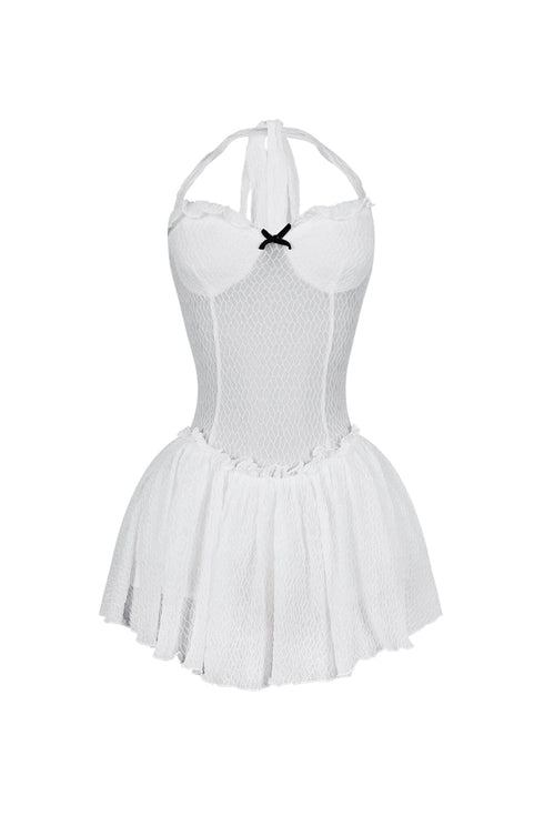 Selah Lace Halter Mini Dress With Bow